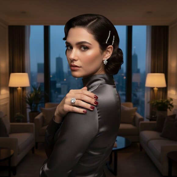 Silver Tone Simulated Moissanite Halo Engagement Promise Ring Size 8 NWOT - Picture 8 of 10